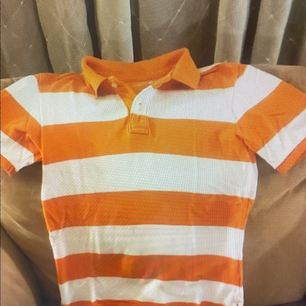 Orange and White Striped Polo Shirt